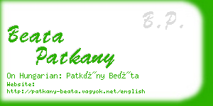 beata patkany business card